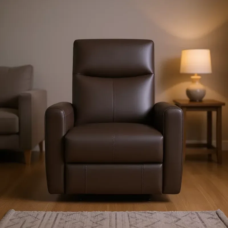Power Recliner PU Leather Square Armrest Contemporary Electric Chair With Remote Control Home Furniture