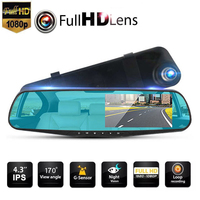 4.3/2.8Inch IPS Car DVR Rearview Mirror Dashcam Camera Auto Dual Lens Dash Cam Recorder Video Registrator 1080p Camcorder in Car