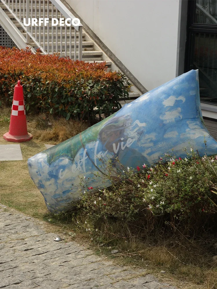 Monet jardim sofá de ar deitado plano deus primavera inflável portátil piquenique acampamento parque