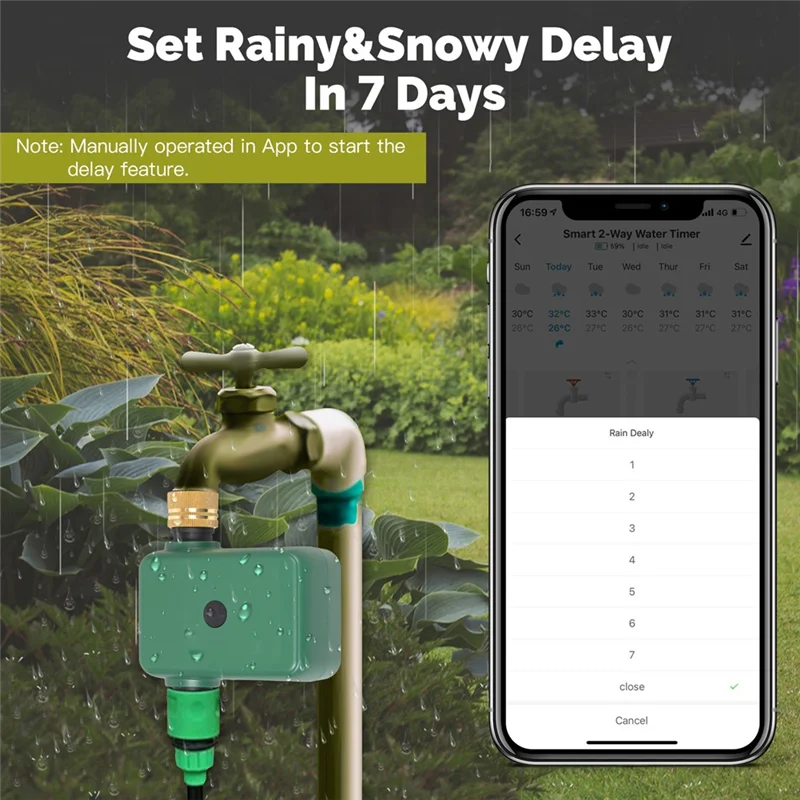 B92B-Tuya Smart Bluetooth 1-Outlet Water Timer Klep Sprinkler Regenvertraging Auto Programmeerbare Controller Filter Washer