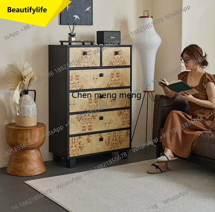 

Light sandalwood Jane solid wood, living room retro style storage against the wall, chest of drawers, bedroom chest of drawers A