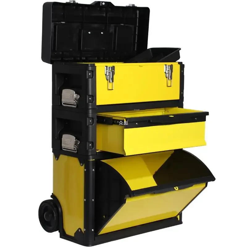 Trolley Toolbox Multifunctional Three-layer Combination with Wheels Movable Hardware Tool Cart Available in Multiple Colors