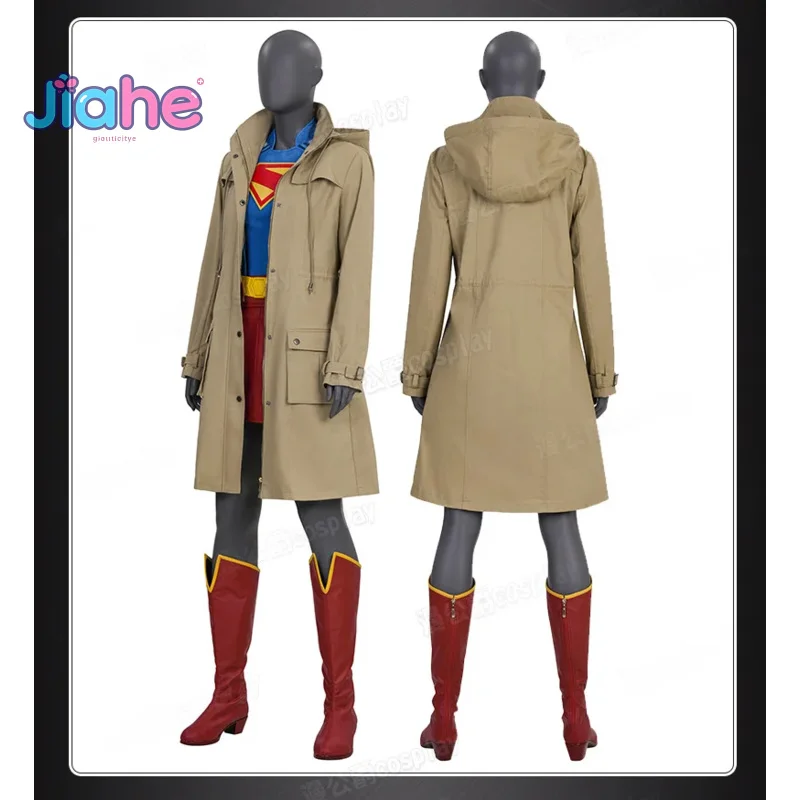 Новинка 2025 года, костюм супергероя из фильма «Супергерл», обувь для косплея, комбинезон, плащ, юбка, пояс, комплект, женская фантазийная униформа на Хэллоуин