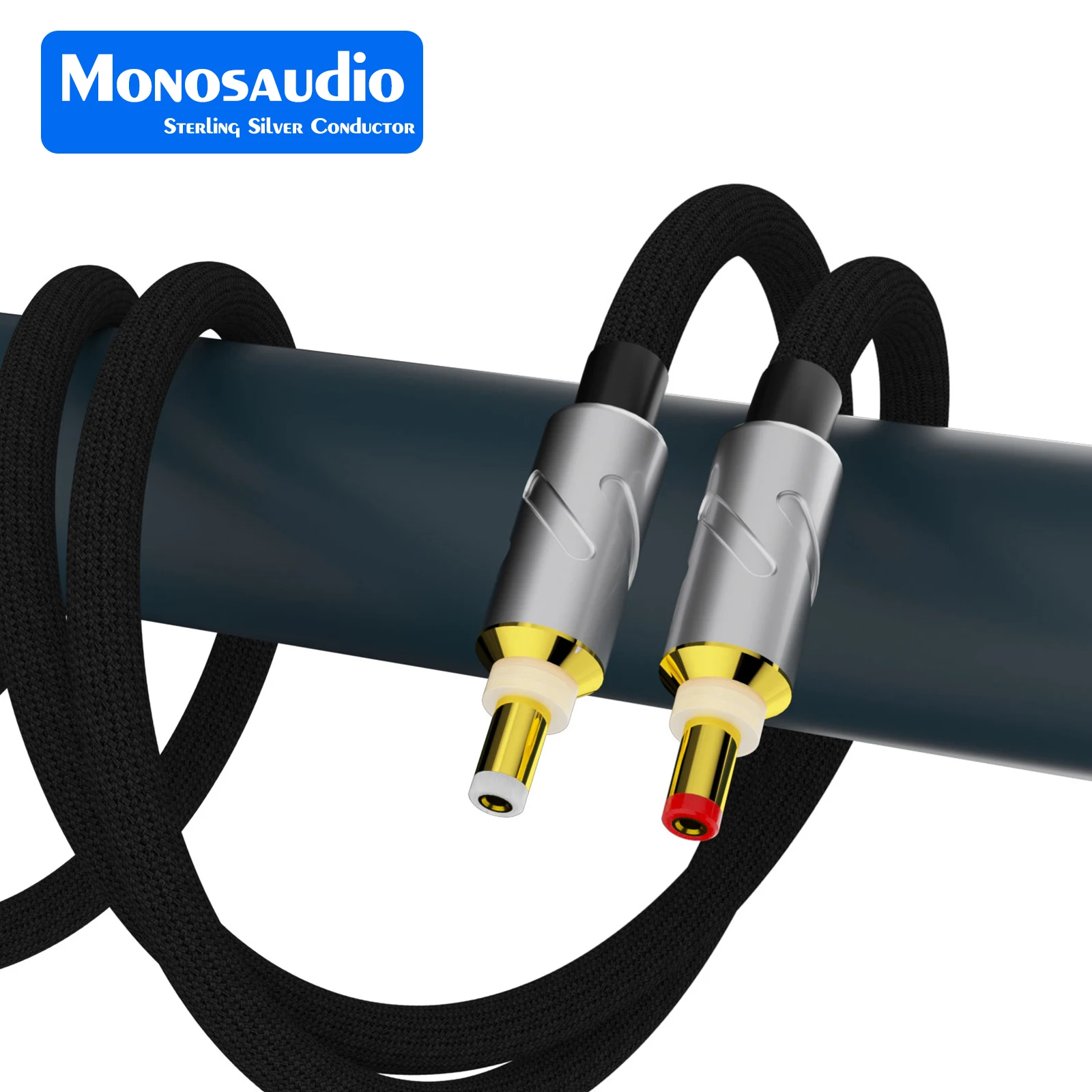 Monosaudio Pure Silver Dc Power Cable 5.5 DC2.1-2.5 2P Hifi Aviation Cable Dc Plug To Dc2.5/2.1 Audio Cable