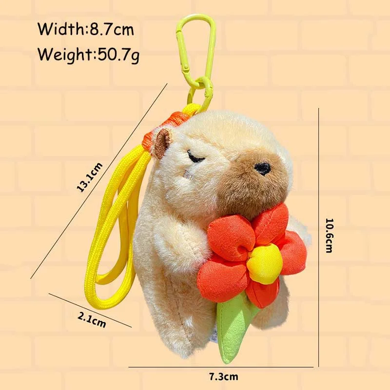 Cartoon Plush Cute Pet Capybara Keychain Pendant Cute Doll Plush Toy Bag Charm Decoration