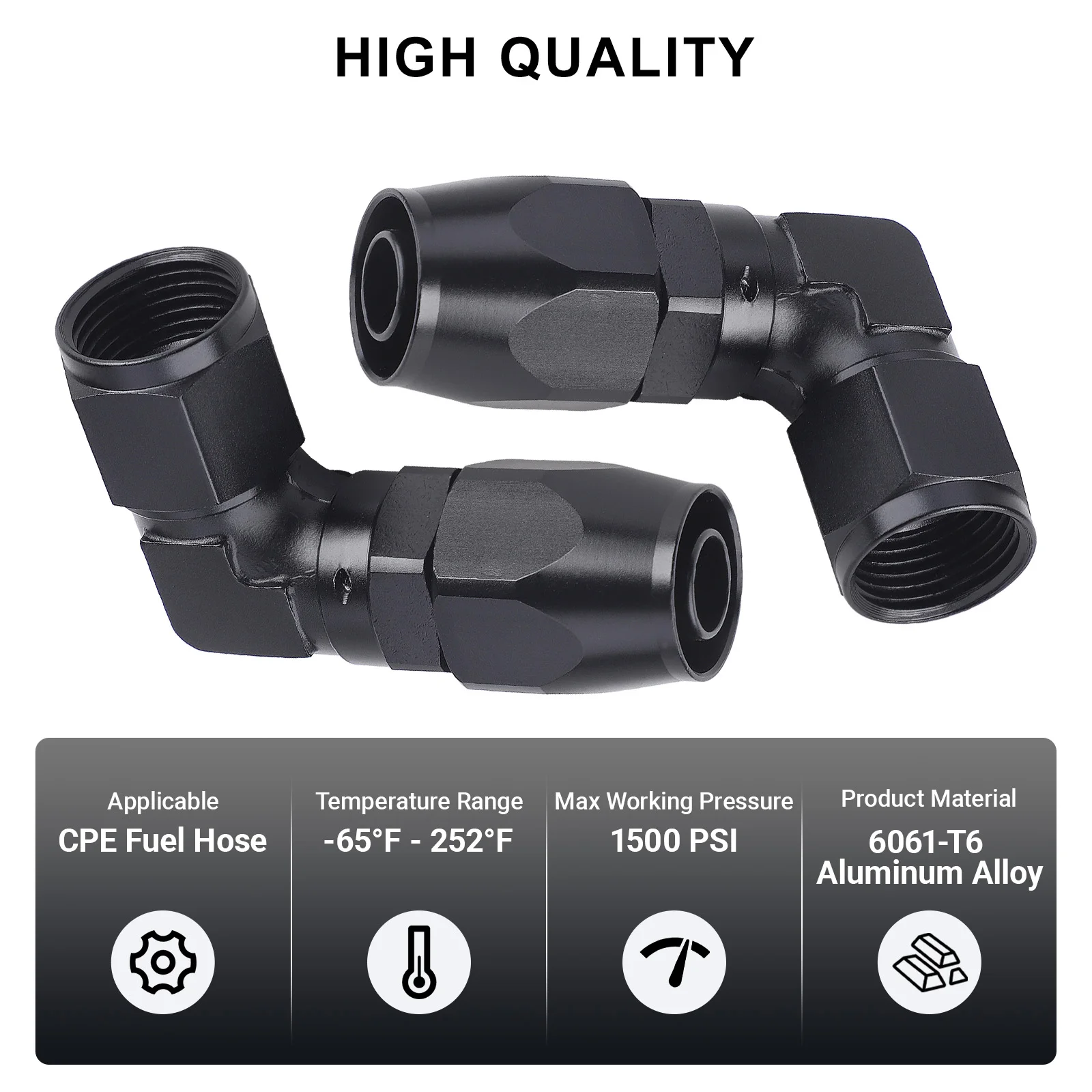 10 Stück AN4 AN6 AN8 AN10 Fittings aus geschmiedetem Aluminium, drehbarer Schlauchadapter 45 Grad AN10 90 Grad für Auto CPE Ölkühler Kraftstoff – Detail 4