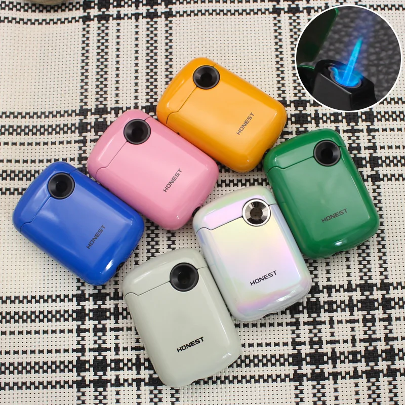 

HONEST Mini Cute Torch Lighter Metal Windproof Jet Turbo Torch Refillable Butane Gas Lighters Smoking Accessories Gift for Women