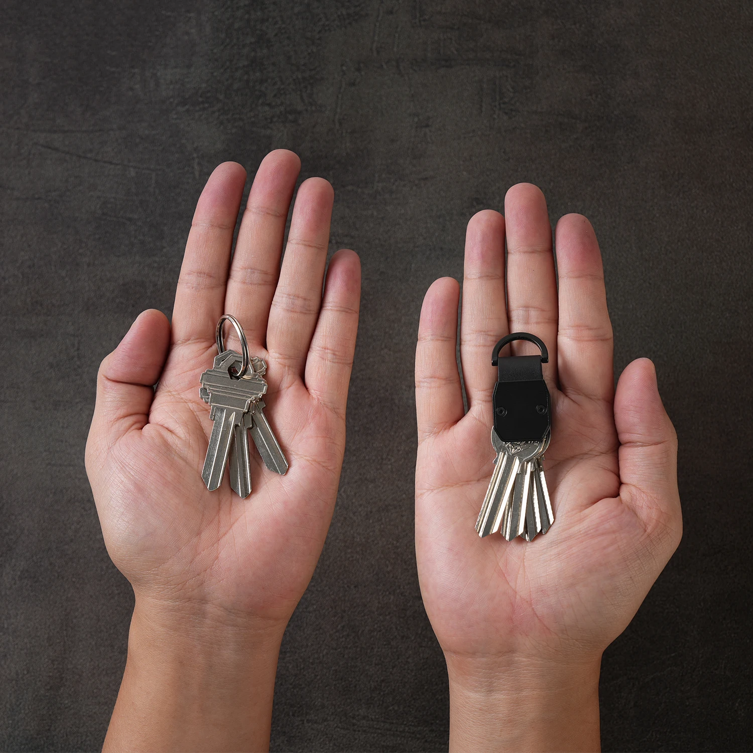 Compact Metal Key Organizer Keychain, Sleek Minimalist Key Holder for 2-5 Keys, Portable Key Ring for Men Women