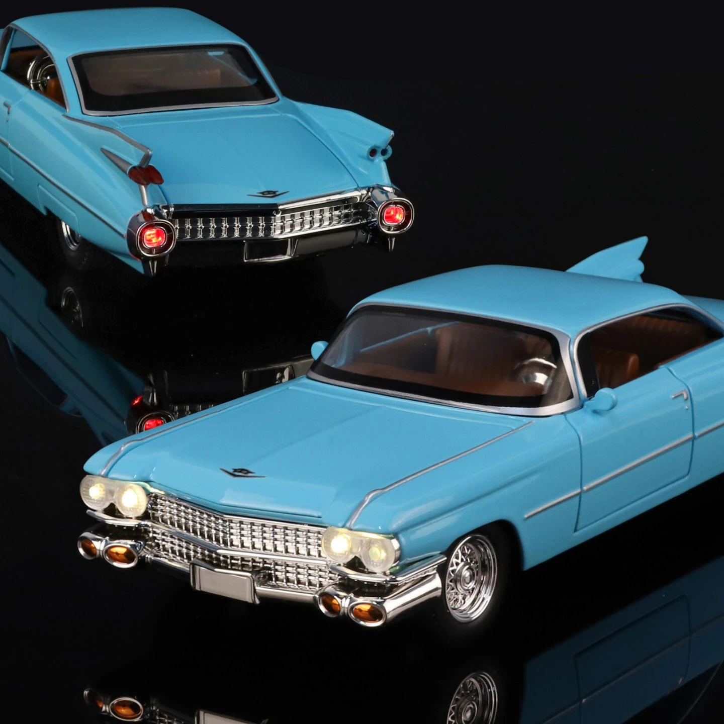 1:24 1960 ELDORADO Big Rocket Classic retro Car Alloy Metal Diecast Model Car Sound & Light Pull Back Children's toys cars Boy