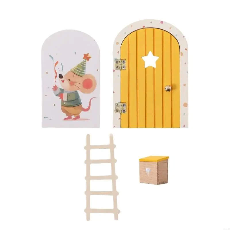 J2HD Wooden Miniature Door Safe Childrens Dollhouses Furniture Decoration