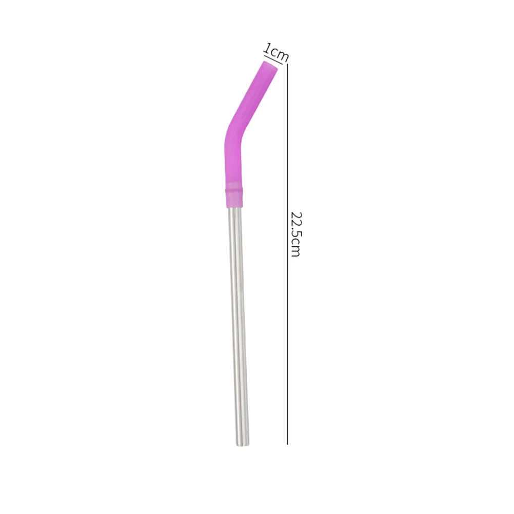 10 Pcs Stainless Steel Straws Reusable Curved Silicone Suction Nozzle Eco Friendly Anti Rust Kitchen Bar Supplies