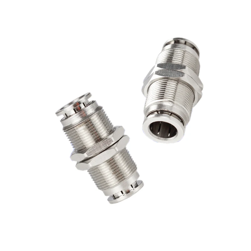 

10PCS PM All-Copper Nickel-Plated Quick-Plug Connector Diaphragm Pneumatic Connector Straight Through, High Pressure Resistance