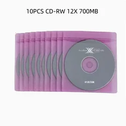 10PCS 12cm CD-RW Rewritable Blank recordable Discs 700MB 12X