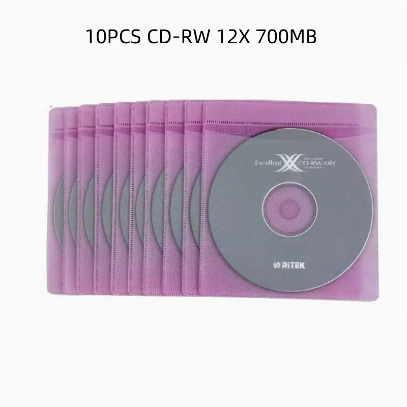 10PCS 12cm CD-RW Rewritable Blank Recordable Discs 700MB 12X