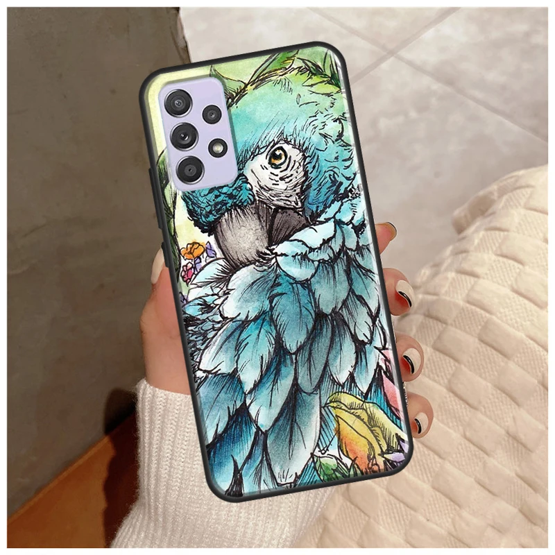 Animal Parrot Bird Case For Samsung Galaxy A14 A34 A54 A12 A22 A32 A42 A52 A13 A23 A33 A53 A50 A51 A71 Cover