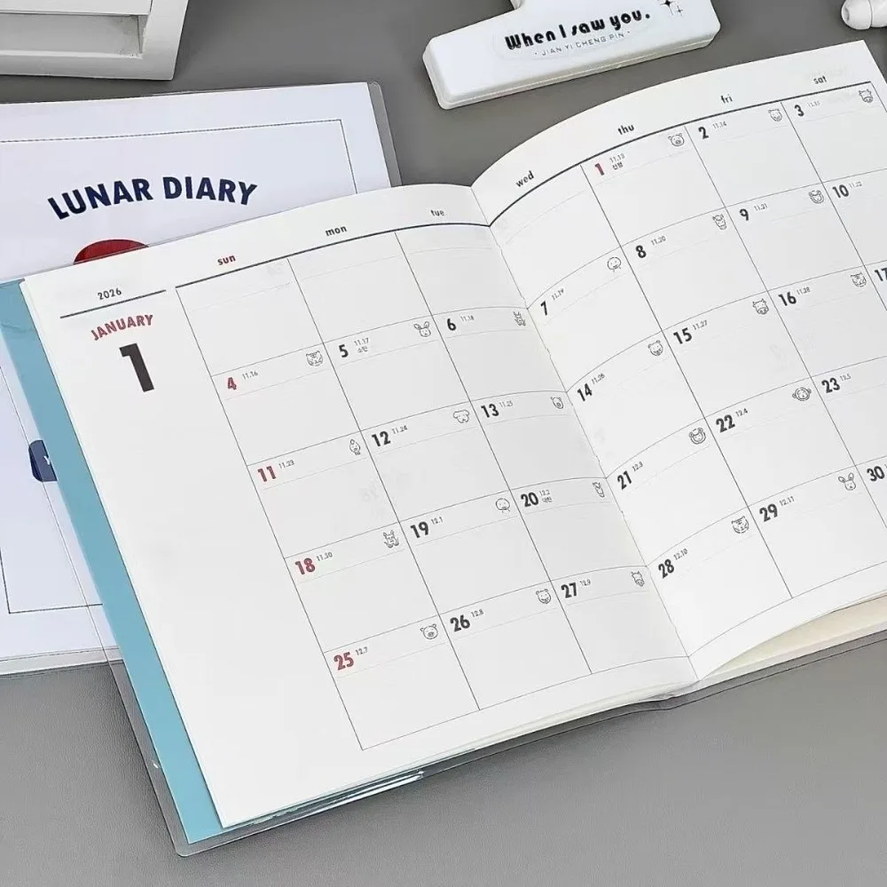 2026 جدول مخطط الحياة كتاب ريترو الحد الأدنى طالب دراسة مذكرات مخطط مع التقويم PVC دفتر يوميات الطالب