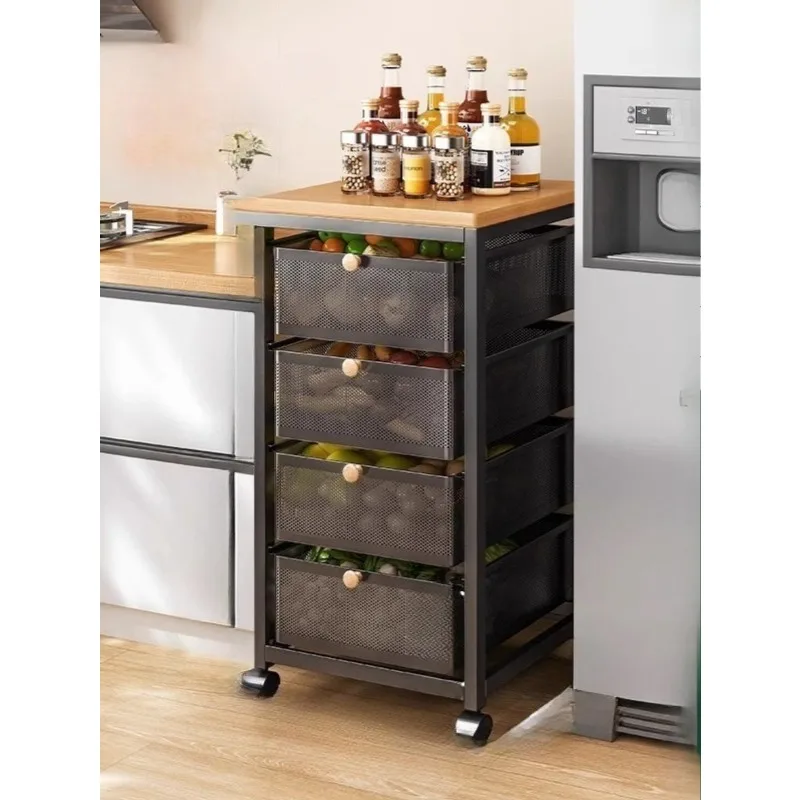 

Kitchen rack Floor-to-ceiling multi-layer fruit and vegetable basket storage rack Pull-out multi-functional crevice snack storag