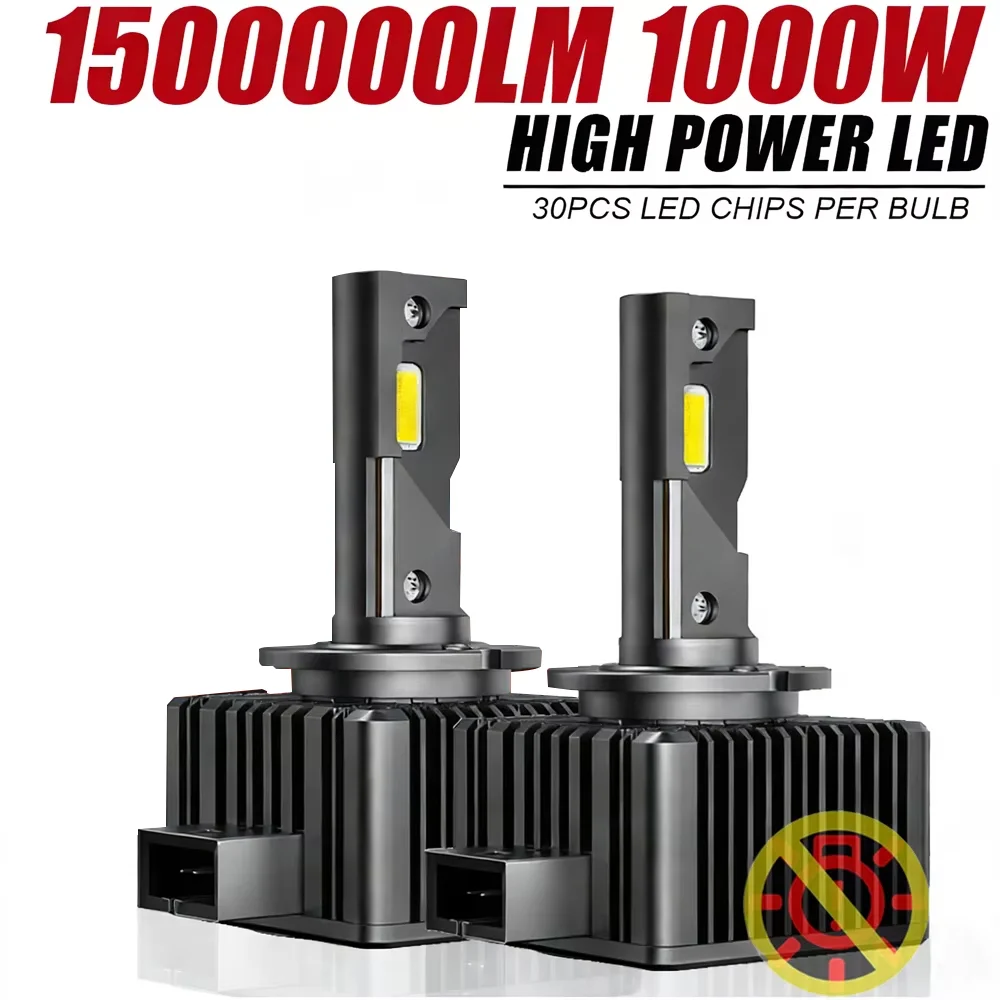 Bombillas LED D1S D3S para Faros Delanteros, Canbus 1000W 1500000LM, D4S D2S D8S, Bombillas para Auto de Doble Cara, D1R D2R D3R D4R, Lámpara para Auto Xenón HID 6000K 12V 24V