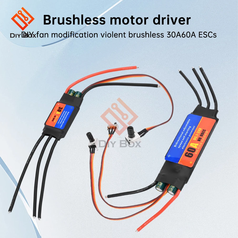 30A 60A ESC Unidirectional Bidirectional Self Starting Brushless Motor Driver Electric Regulation Speed Controller for DIY Tools