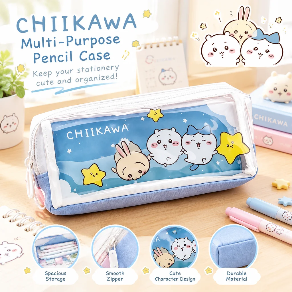 Super Cute Cartoon Star Chiikawa Pencil Case High Appearance Dirt Resistant Waterproof Girly Student Stationery Bag In Stock