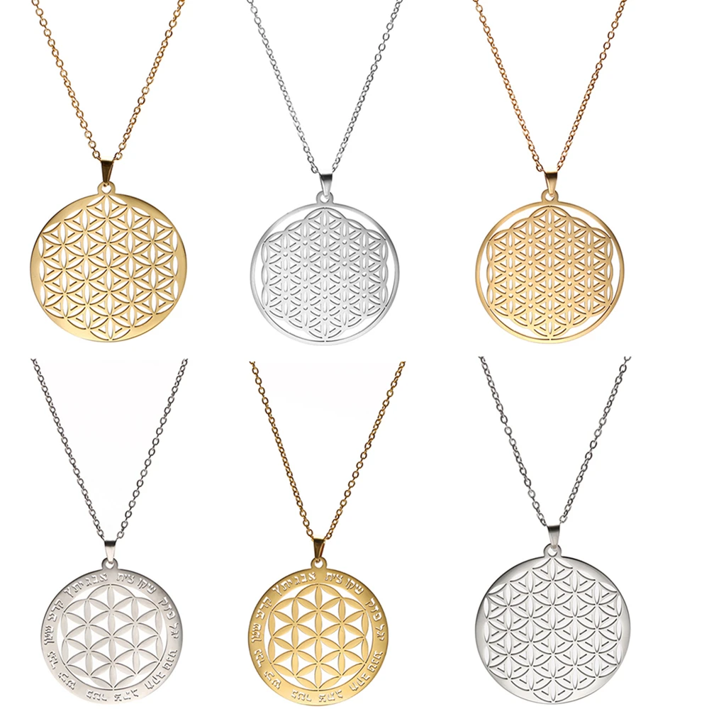 Kkjoy Fashion Stainless Steel Seed Of Life Pendant Flower Of Life Necklace For Women Jewelry Sacred Accessories Birthday Gifts