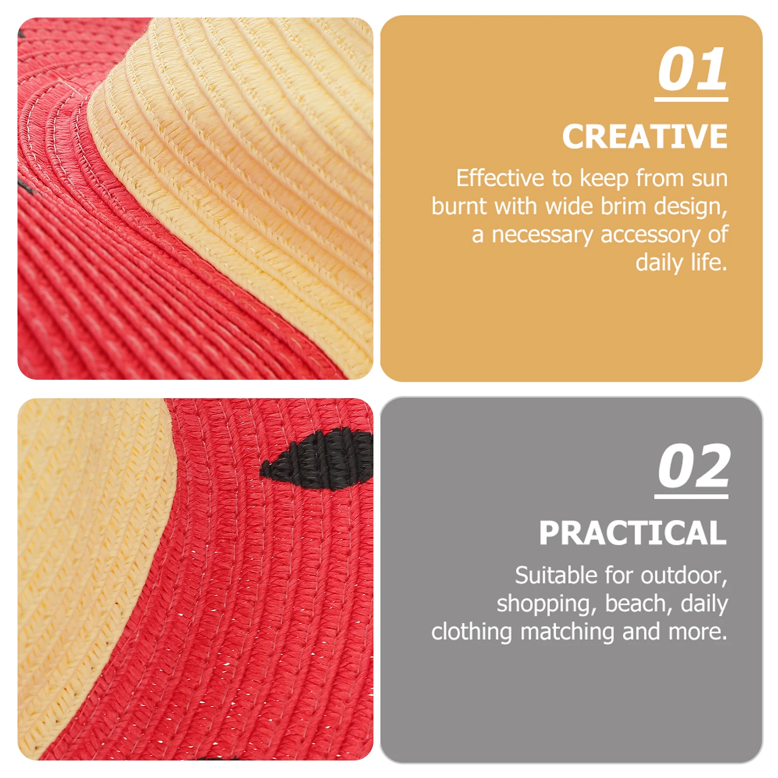 

Children Protection Caps Brim Straw Summer Hat for Toddler Girls Summer Beach Watermelon Grass Casual Hat Caps
