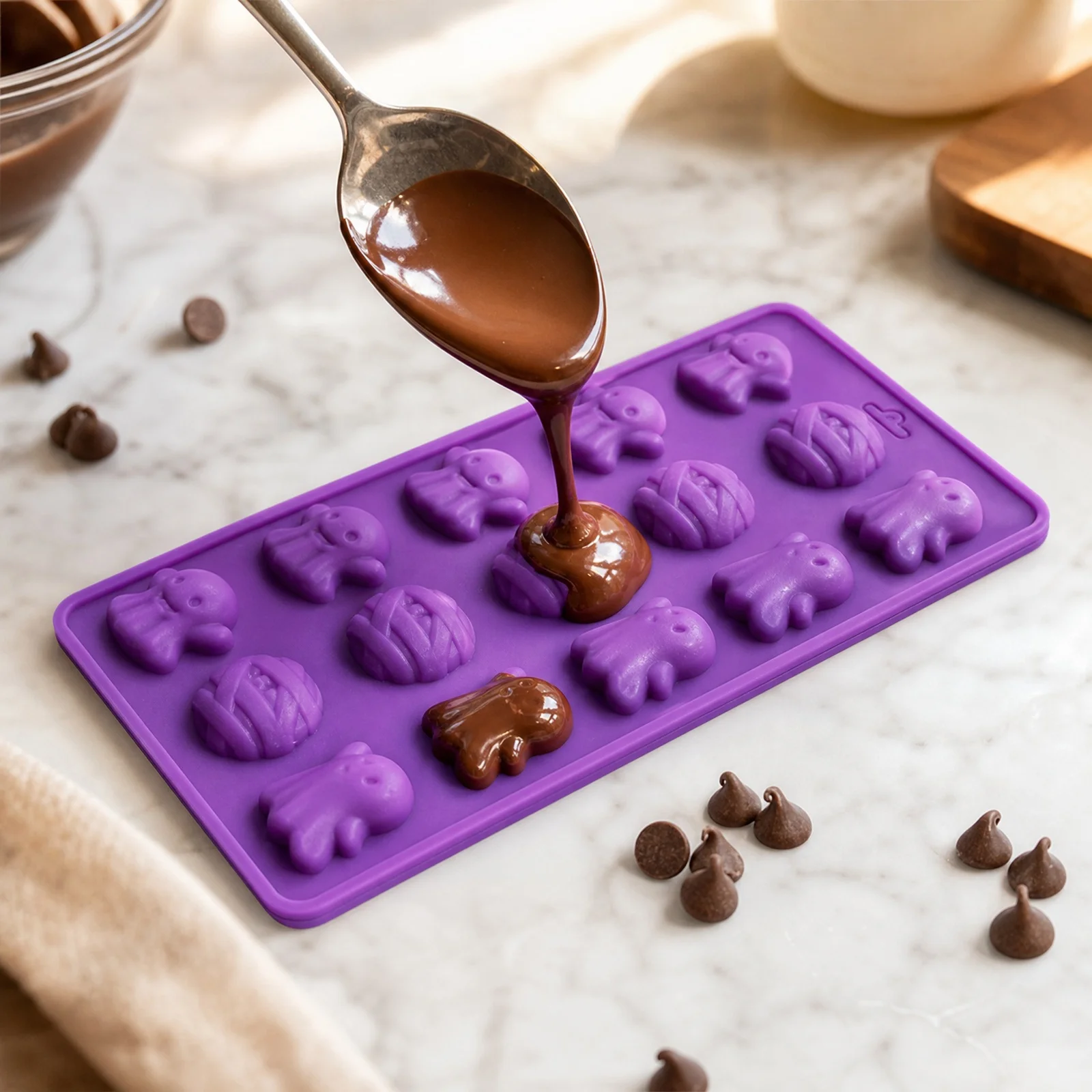 ハロウィーン用シリコン製型。食品グレードで、焦げ付き防止加工 - Eco Soap のレビューと価格