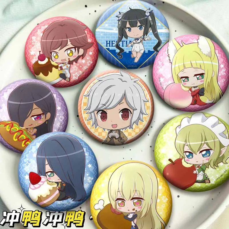 Anime Is It Wrong To Try To Pick Up Girls in A Dungeon Pin Bell Cranel Hestia Brooch Round Badge Jacket Backpack Hat Accessories