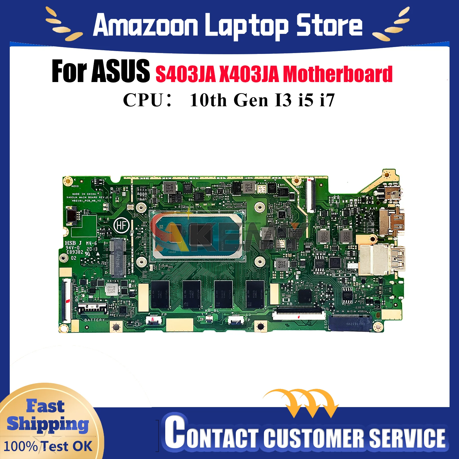 

X403JA Материнская плата для ноутбука ASUS VivoBook S403JA X403J X403JA Материнская плата для ноутбука с 10-го поколения I3 i5 i7 tests ОК быстрая доставка