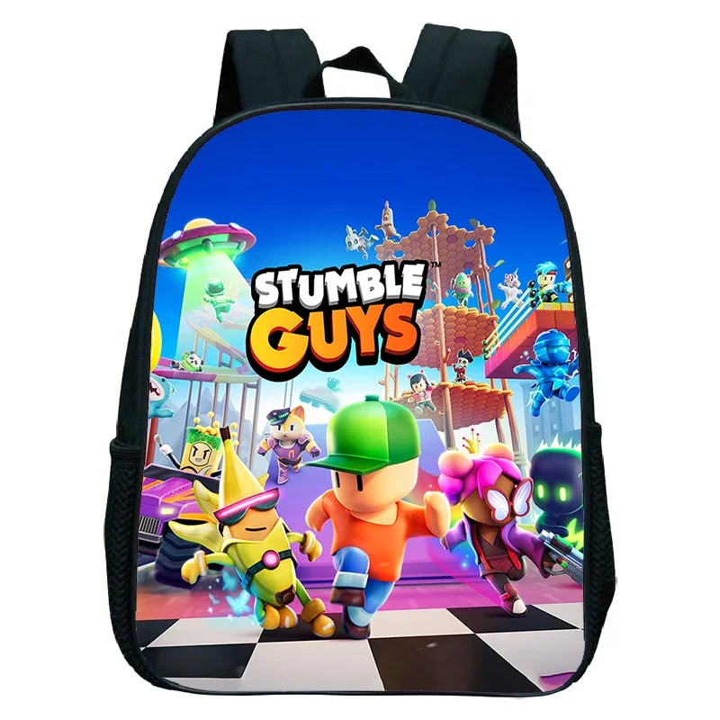 Mochila dos desenhos animados Stumble Guys para crianças, Mochilas escolares impermeáveis, Kids Kindergarten Bag, Baby Toddler, Boys and Girls