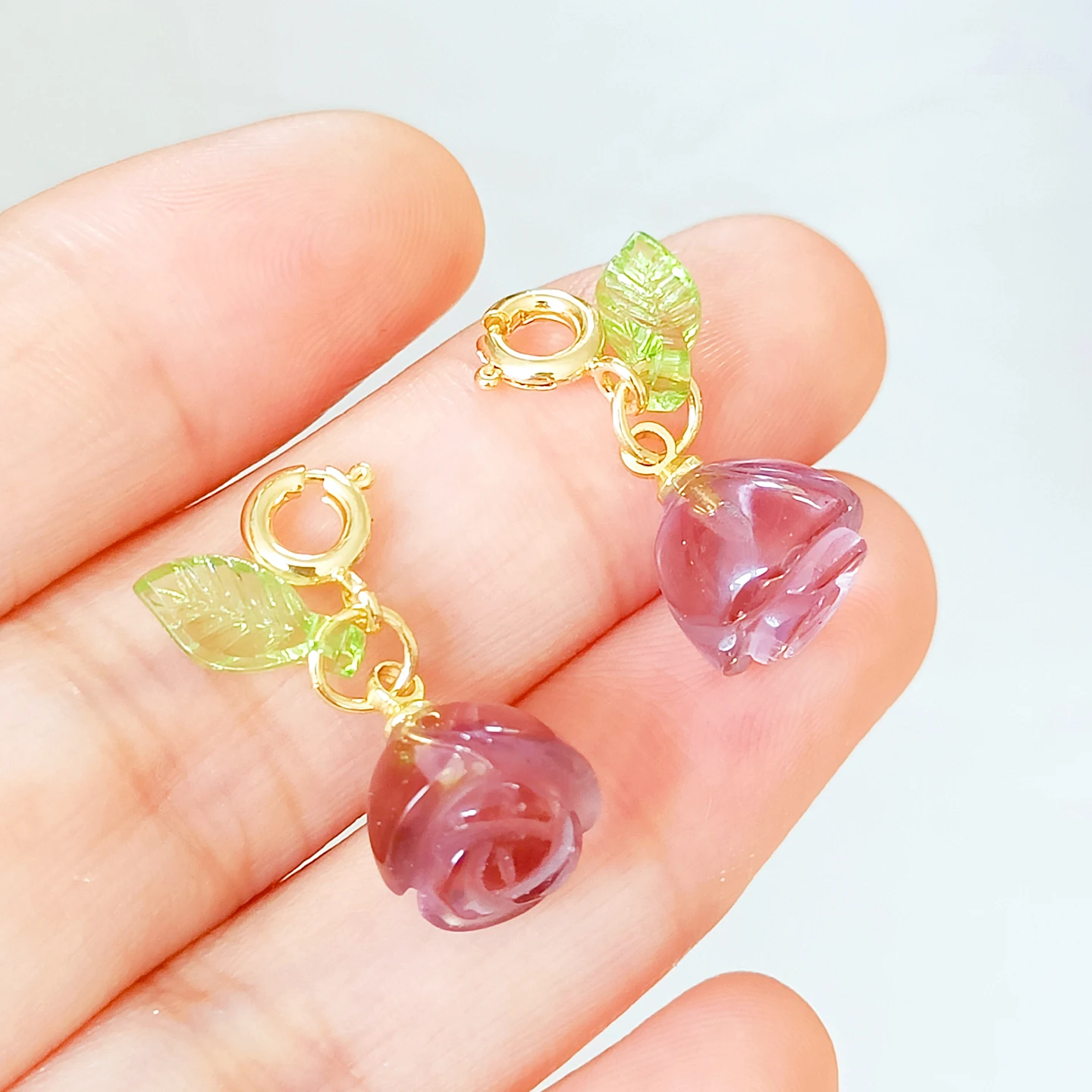 Natural White Crystal, Amethyst, Rose Quartz, Small Waist Gourd Rose Pendant, Diy Bracelet, Necklace and Beading Accessories