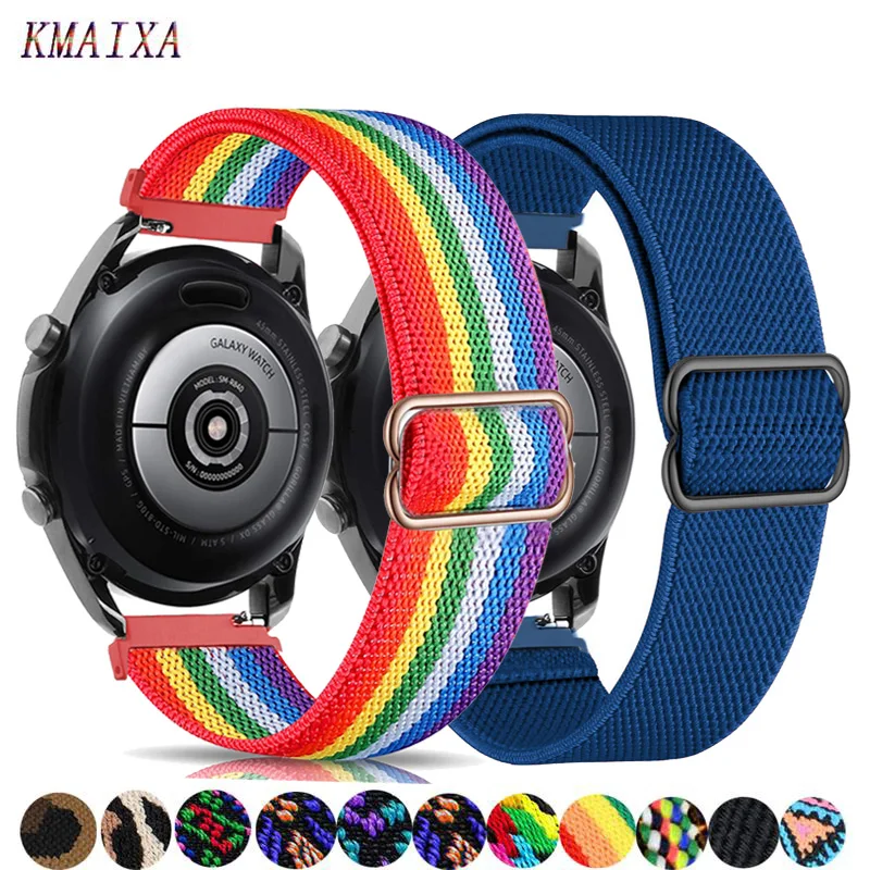 Correa de reloj de 20mm para Samsung Galaxy watch 4 classic/3/Active 2/46mm/42mm pulsera de nailon elástico ajustable Huawei GT/2/Pro