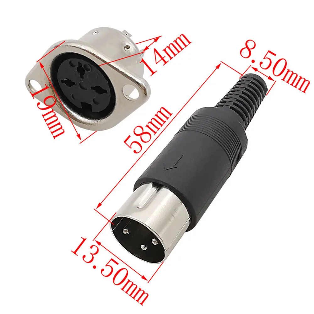 1Set DIN Audio Adapter 3/4/5/6/7/8 Pin DIN Male Plug with Plastic Handle + Female Socket Hulled Panel Mount Chassis Connector