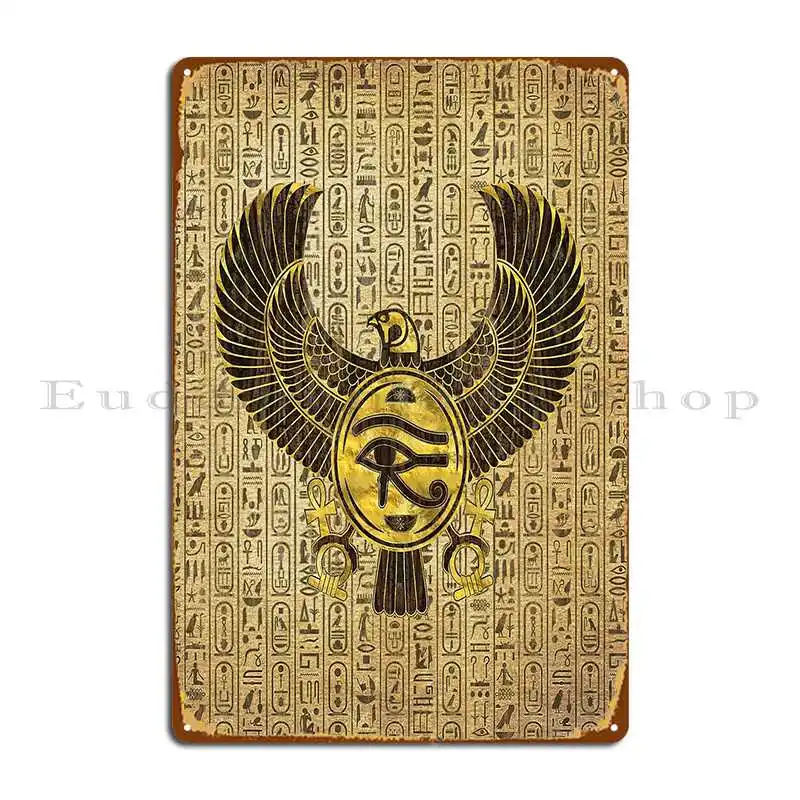 Egyptian Eye Of Horus Wadjet Gold And Wood Metal Signs Club Party Club Kitchen Designs Garage Plaques Tin Sign Poster