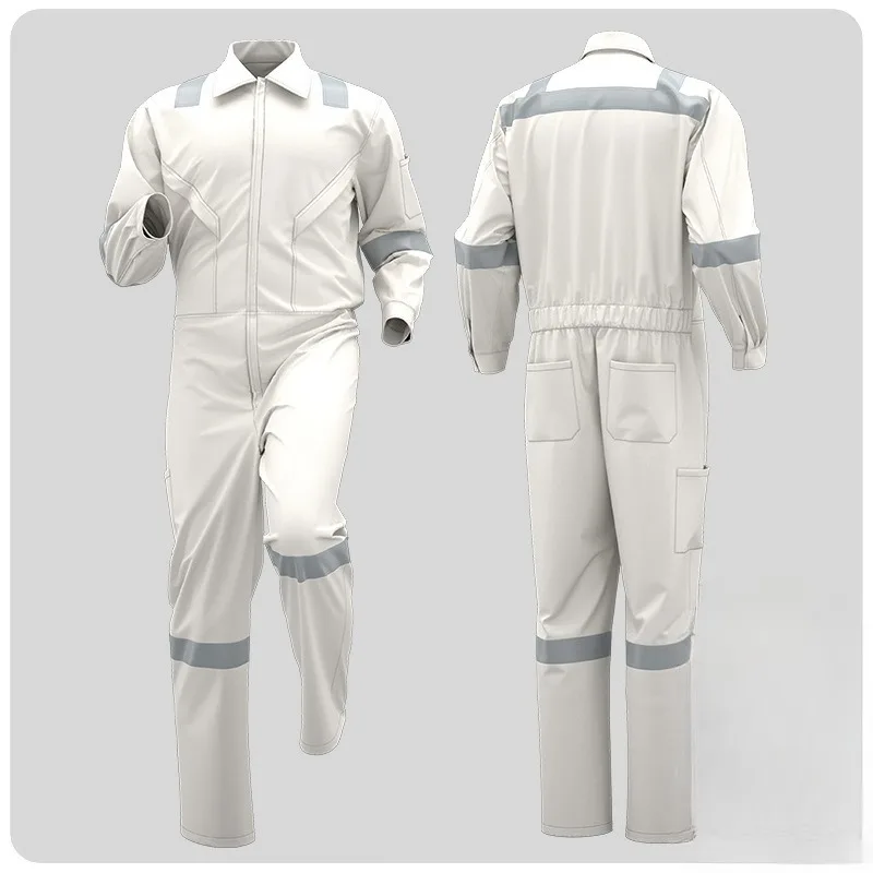 Cotton Coverall Workwear Men Spring Autumn Reflective Factory Mechanic Welding Labor Protective Suit