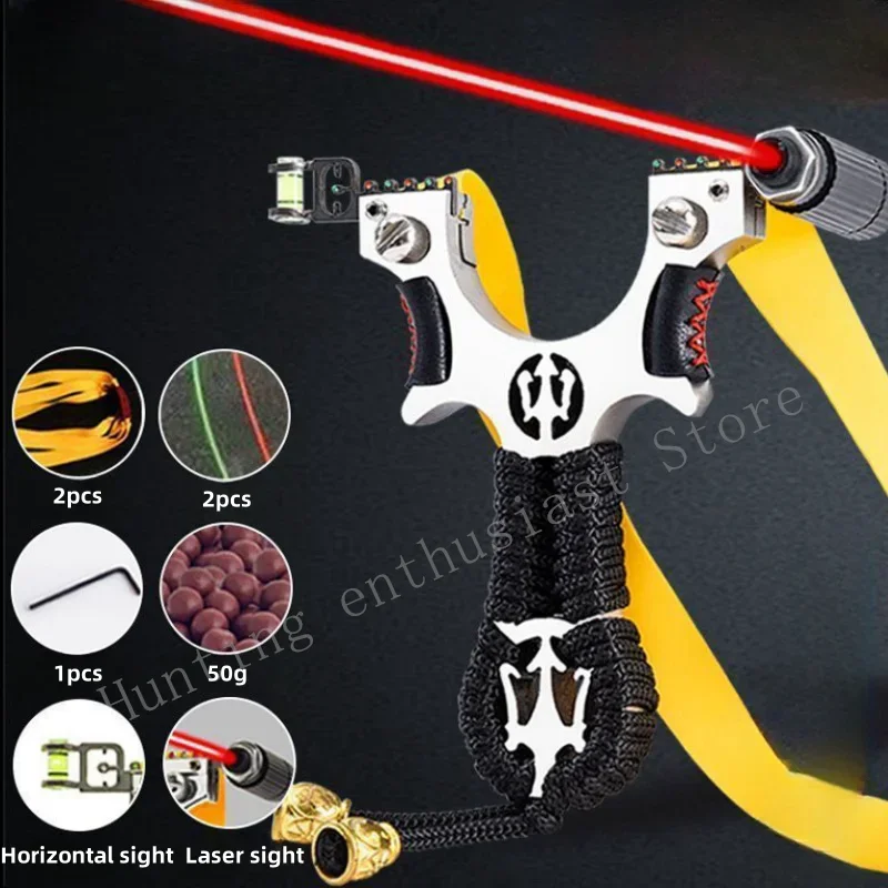 

Alloy Laser Slingshot for Outdoor Hunting Fast Pressure Slingshot Rubber Belt Laser and Level Powerful Slingshot Hunting Accesso