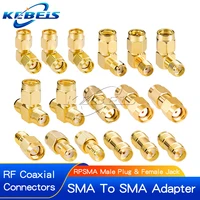 2 uds SMA a SMA macho hembra conector recto 90 grados ángulo recto tipo T divisor de 3 vías RPSMA a RP-SMA adaptador macho RF
