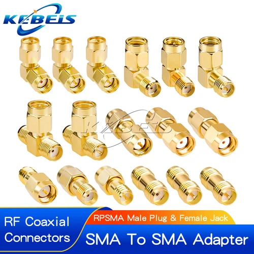 2 uds SMA a SMA macho hembra conector recto 90 grados ángulo recto tipo T divisor de 3 vías RPSMA a RP-SMA adaptador macho RF