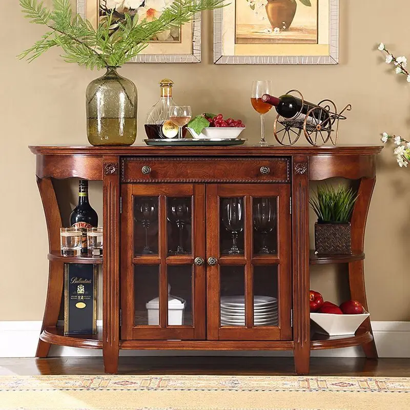 American solid wood dining side cabinet, modern simple tea cabinet, European living room fully equipped wine cabinet