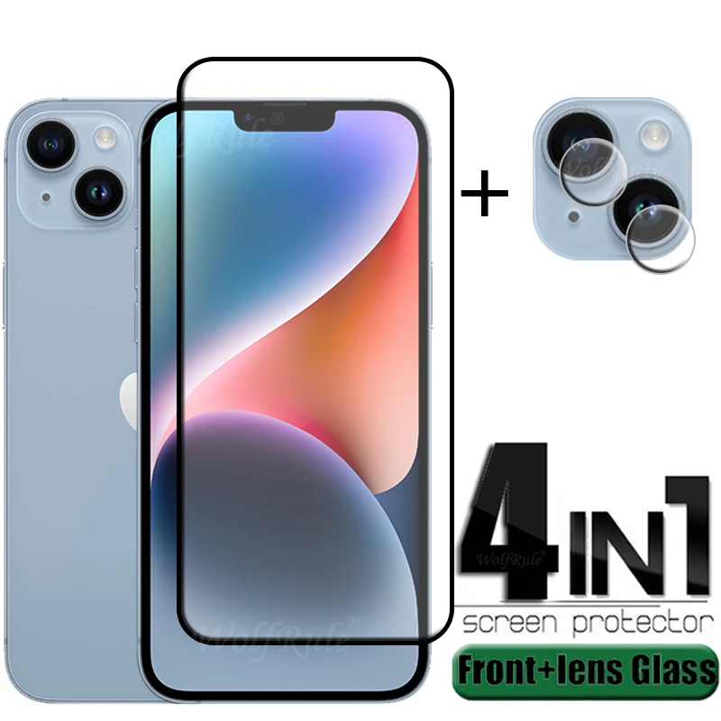 

4-in-1 For iPhone 14 Plus Glass For iPhone 14 Plus Tempered Glass Screen Protector For iPhone 12 13 14 Plus Pro Max Lens Glass