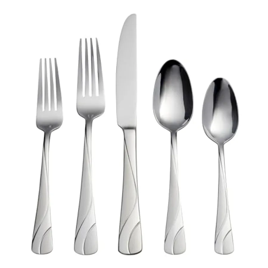 

River 20 Piece Everyday Flatware Set Service for 4 18/0 Stainless Steel Silver Durable and Stylish Tableware for Daily Use