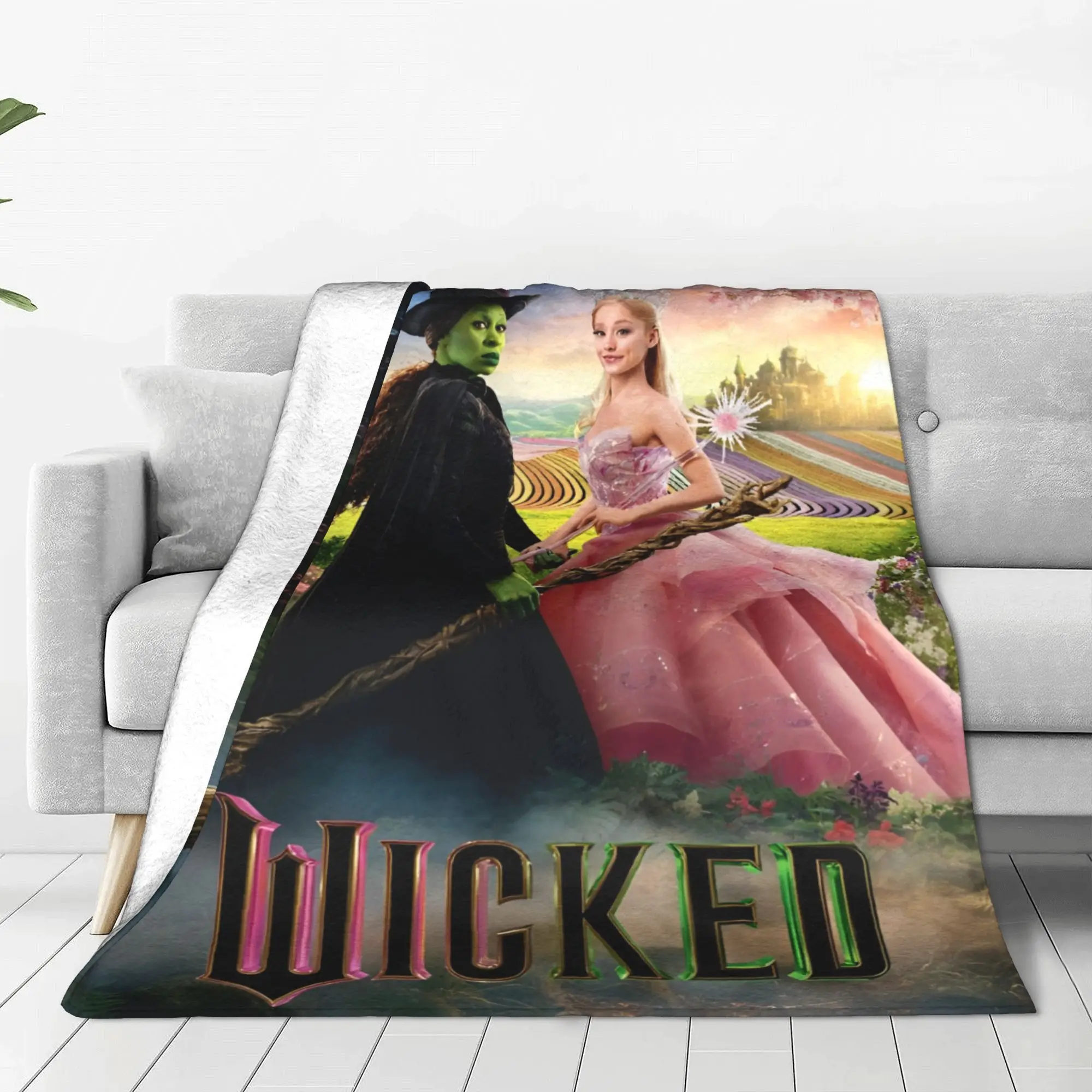 Wicked Elphaba & Glinda Blankets Flannel All Season Movie Multi-function Lightweight Throw Blankets for Bedding Car Rug Piece