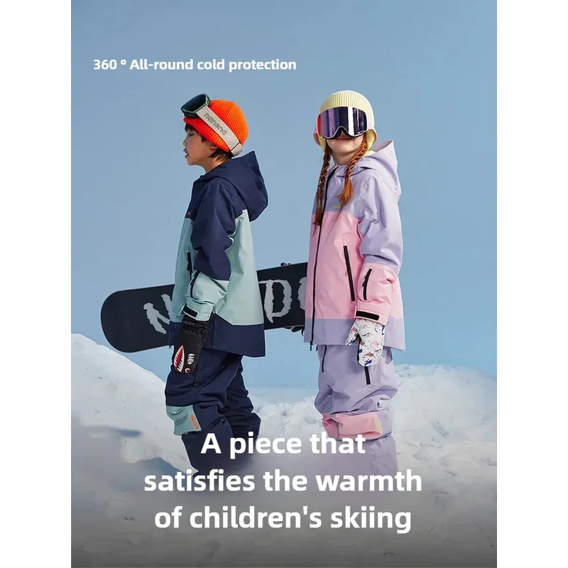 Nanend  Children's snowboard Ski Suit Set Boys and Girls Warm Waterproof Single and Double Ski Overalls