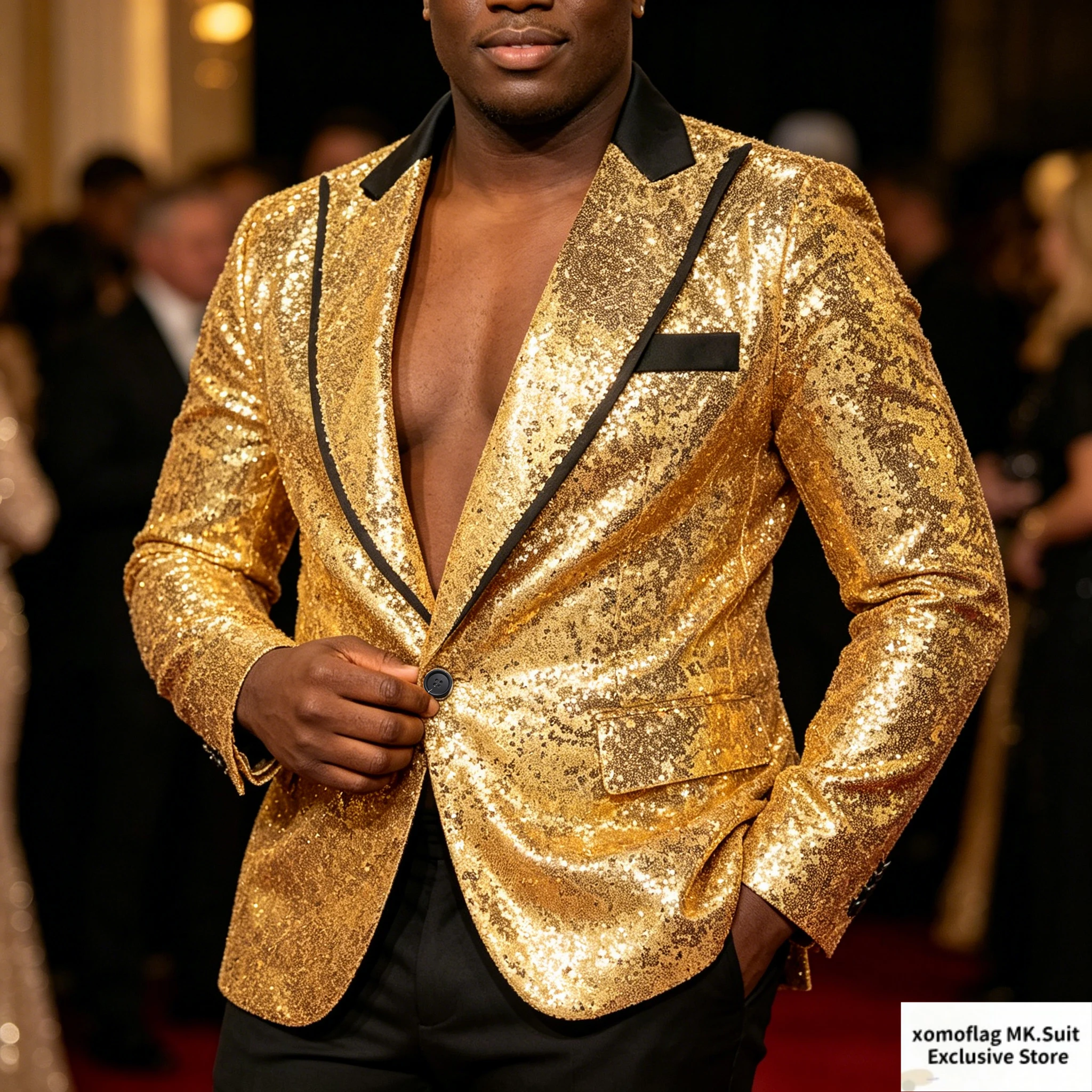 Multi Colors Men's Luxury Sequin Suit Jacket Red Black Golden 7XL Large Size Party Stage Host Banquet Performance Dress Blaser