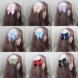 Multicolor Pink Blue Black Big Bowknot Lace Lolita Fascinators Hat Women Hat Hair Clip Cocktail Tea Party Headwewar for Girls
