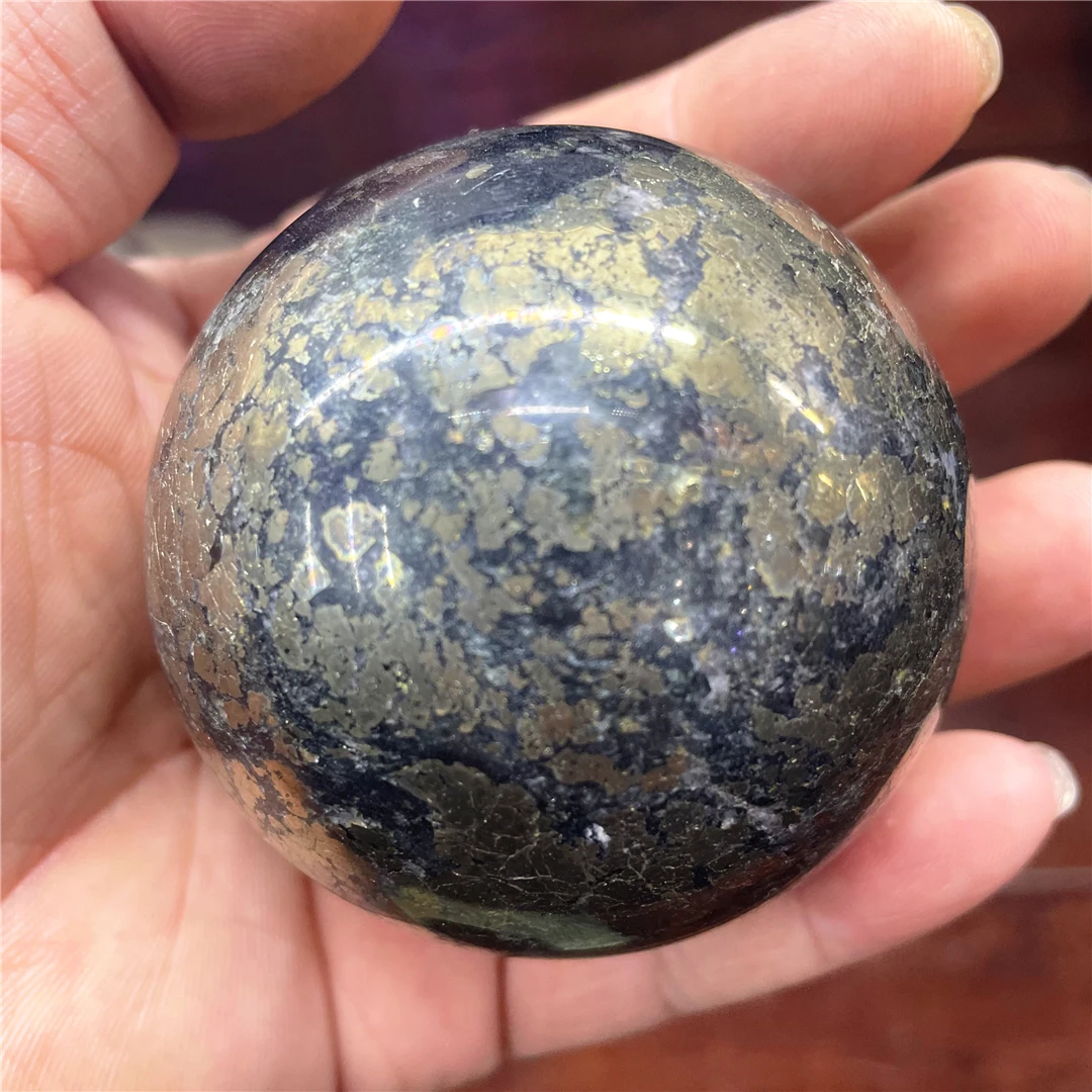 6-7CM Rare Natural Pyrite Agate Symbiont Quartz Spheres Chalcopyrite Mineral Rocks Crystal Decorations Collection Stones Balls