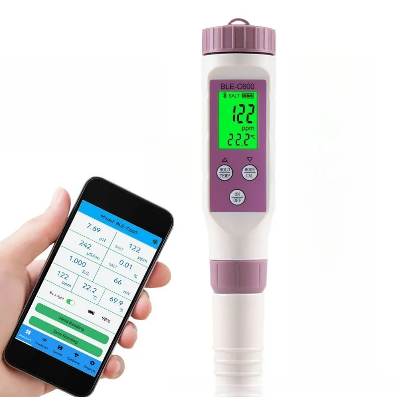C600 detector 7-in-1 PH/EC/ORP/SALT/S. G specific gravity detection pen