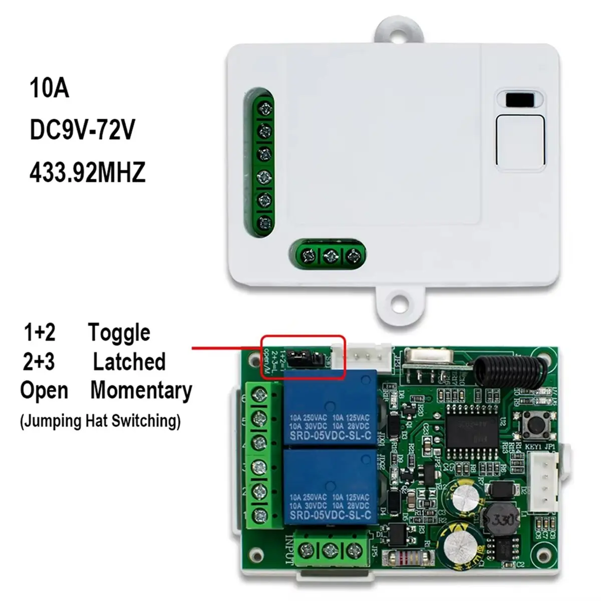 Utility Design 433MHz Receiver Electric Linear Actuator Motor Controller DC12V 24V 32V Universal 2 Channel Relay Switch Module