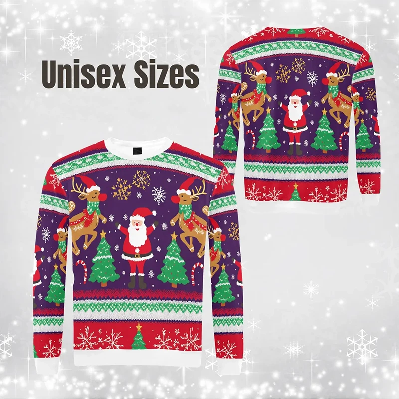 Christmas Men's Long Sleeves Hoodies Funny Holiday Party Gingerbread Man Pattern Ugly Sweatshirts 3D Print Pullover Cookies Tops