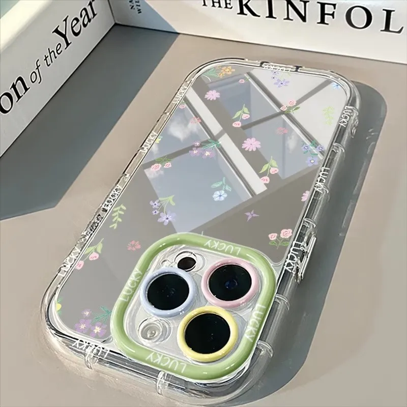 Bunte Blumen-Graffiti Air Cushion Spiegel-Handyhülle für iPhone 17 15 14 16 Pro Max 13 12 11 Pro XR XS 8 Plus 17Air Girl Cover – Detail 7